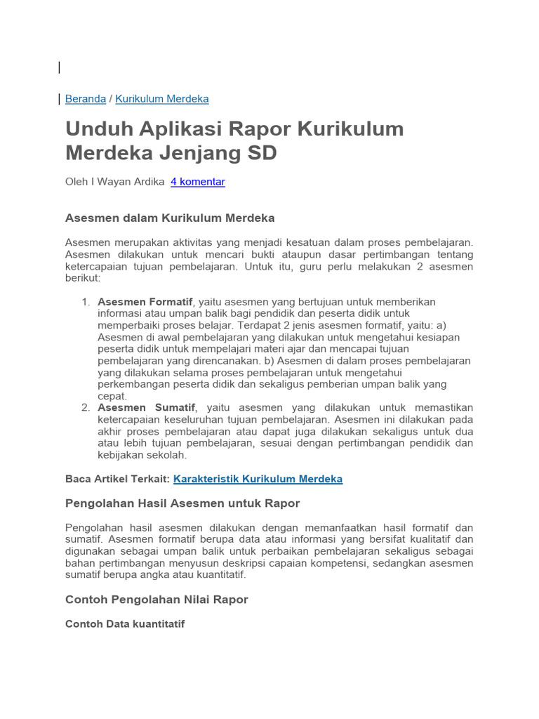 Contoh Rapor Kurikulum Merdeka SD | PDF | Ilmu Sosial
