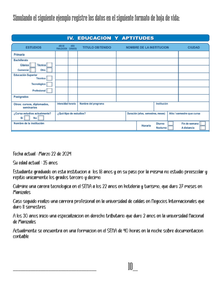 Practica Hoja de Vida | PDF | Crecimiento personal y profesional | Negocios