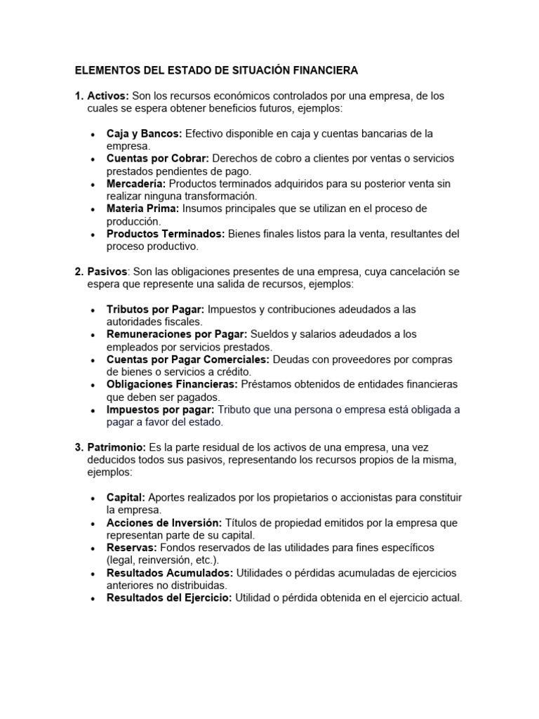 Elementos Del Estado de Situación Financiera | PDF | Business | Estado ...