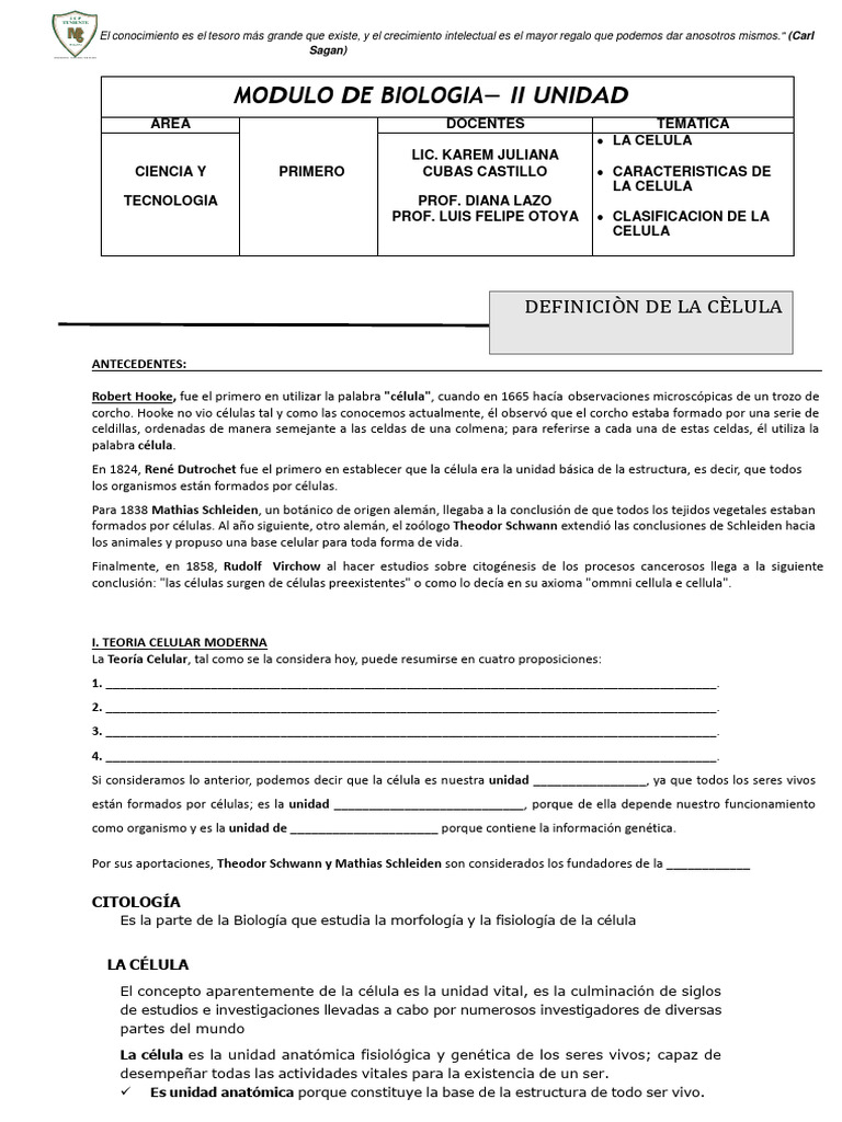MODULO -BIOLOGIA-1ERO - IIU | PDF | Citoplasma | Biología Celular)