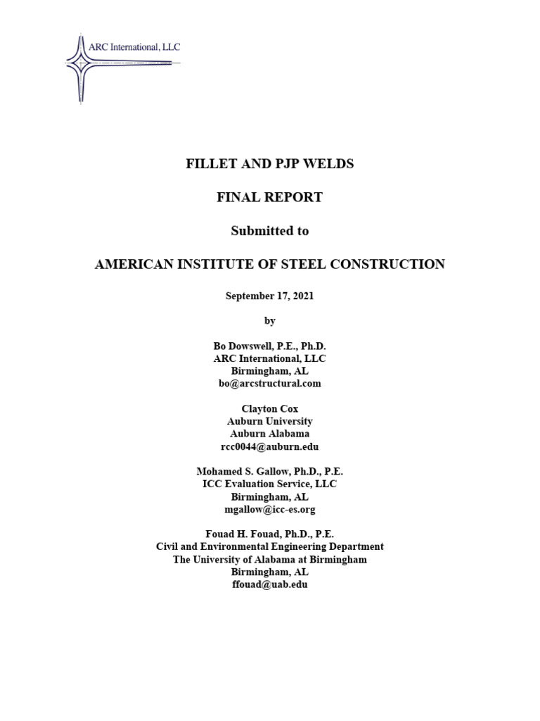 Fillet and PJP Welds Final Report Rev1 | Download Free PDF | Strength ...