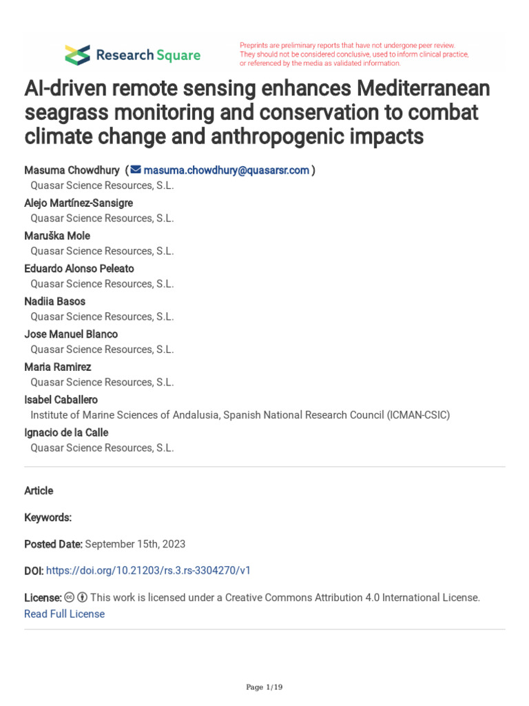 AI-driven Remote Sensing Enhances Mediterranean Se | PDF | Earth Sciences