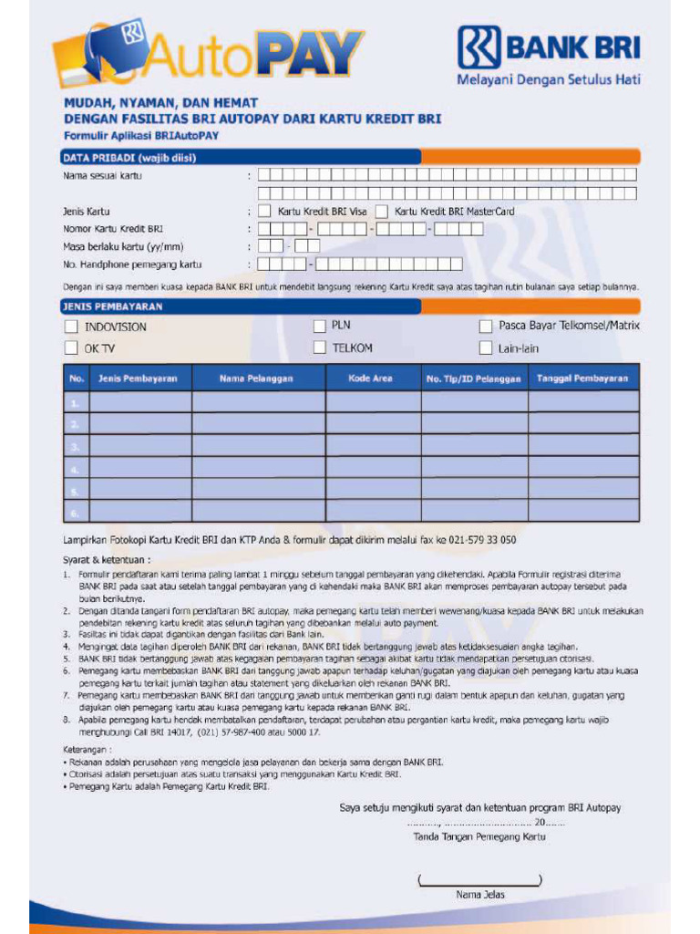 Formulir Autopay | PDF