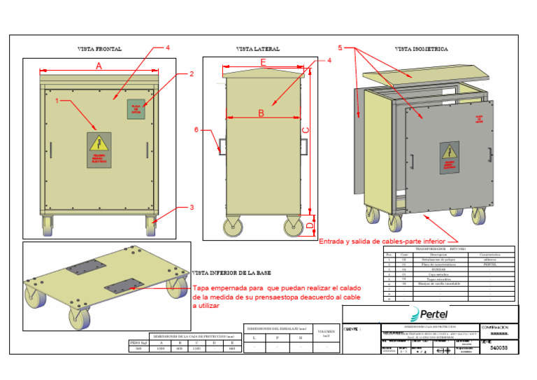 Y 340038 - CAJA DE PROTECCION SECO TRIFASICO 170KVA Dyn5-IP65-RUEDAS