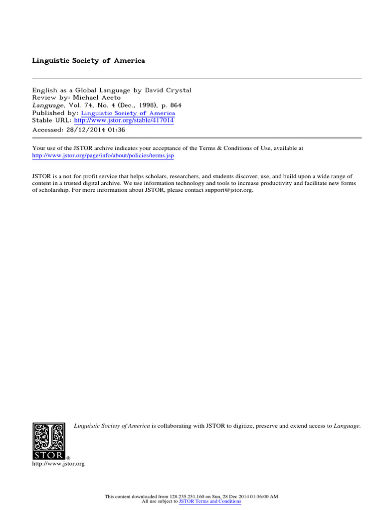 Review of English as a Global Language | PDF | English Language | Human ...
