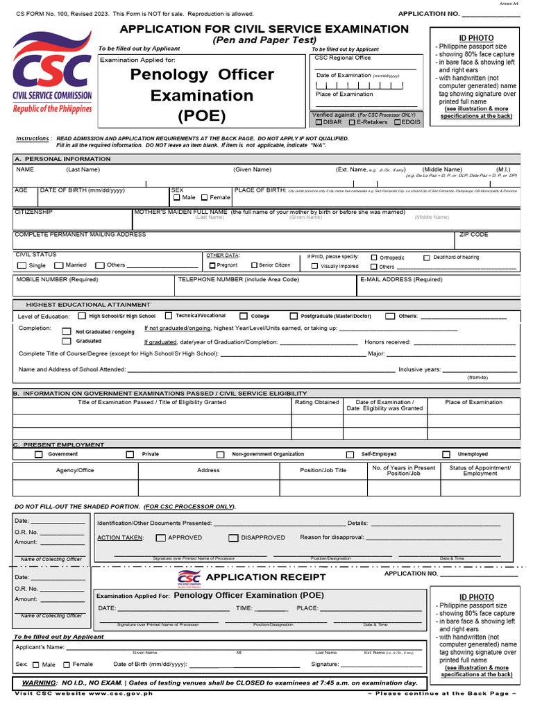 Annex A4-1 - CS Form 100 - Revised 2023 - POE - A1 - Edited - A1 - 1 ...