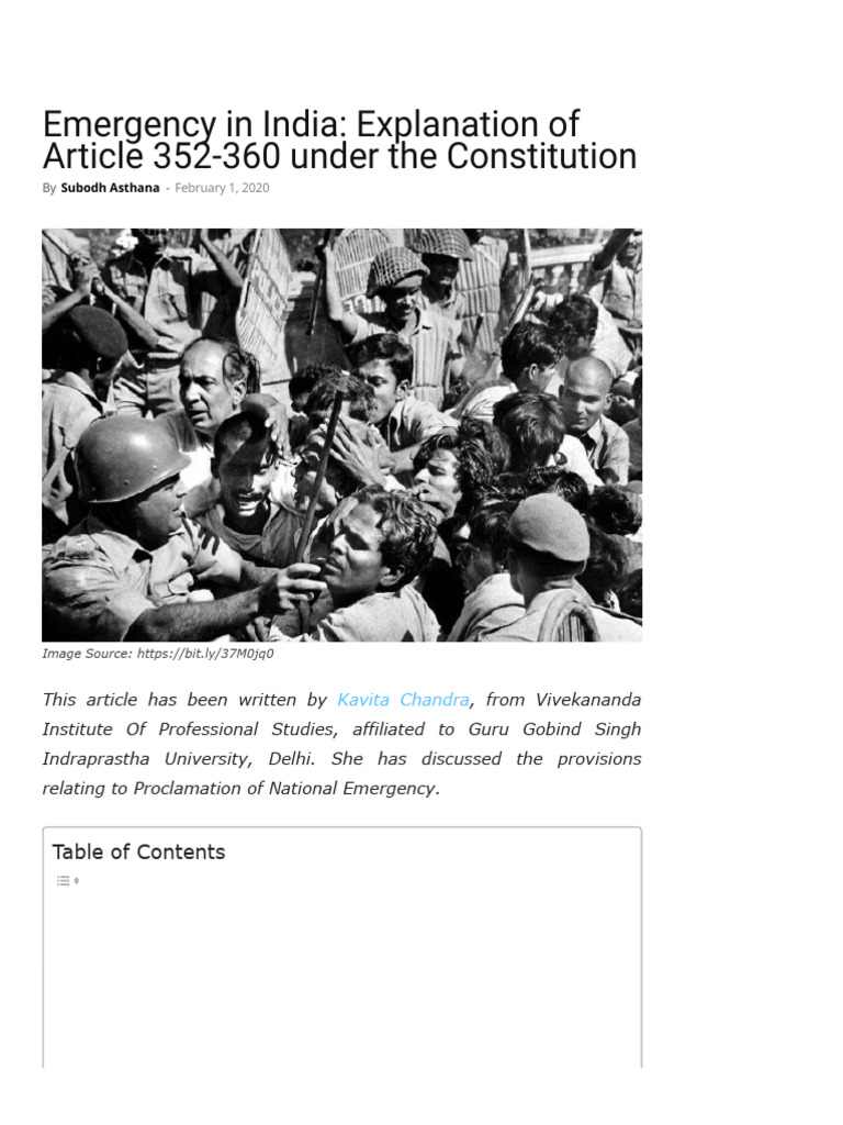 Implications of Article 352 in India | PDF | State Of Emergency ...