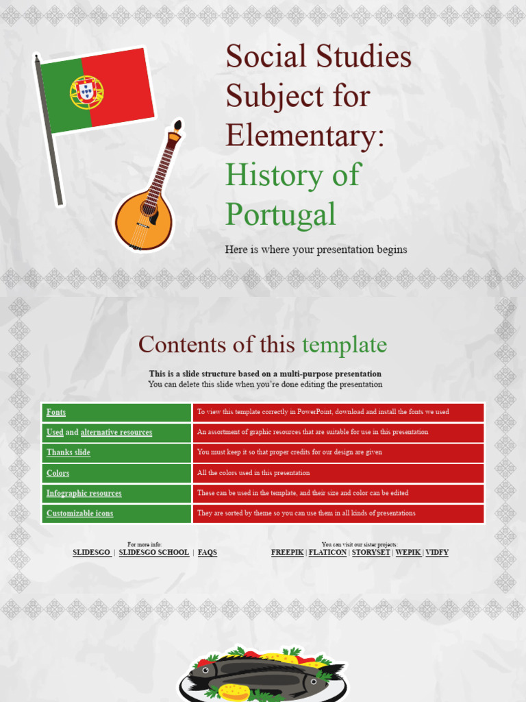 Social studies subject for elementary history of portugal by slidesgo