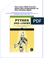 (Download PDF) Python One Liners Write Concise Eloquent Python Like A Professional 1St Edition Christian Mayer Online Ebook All Chapter PDF