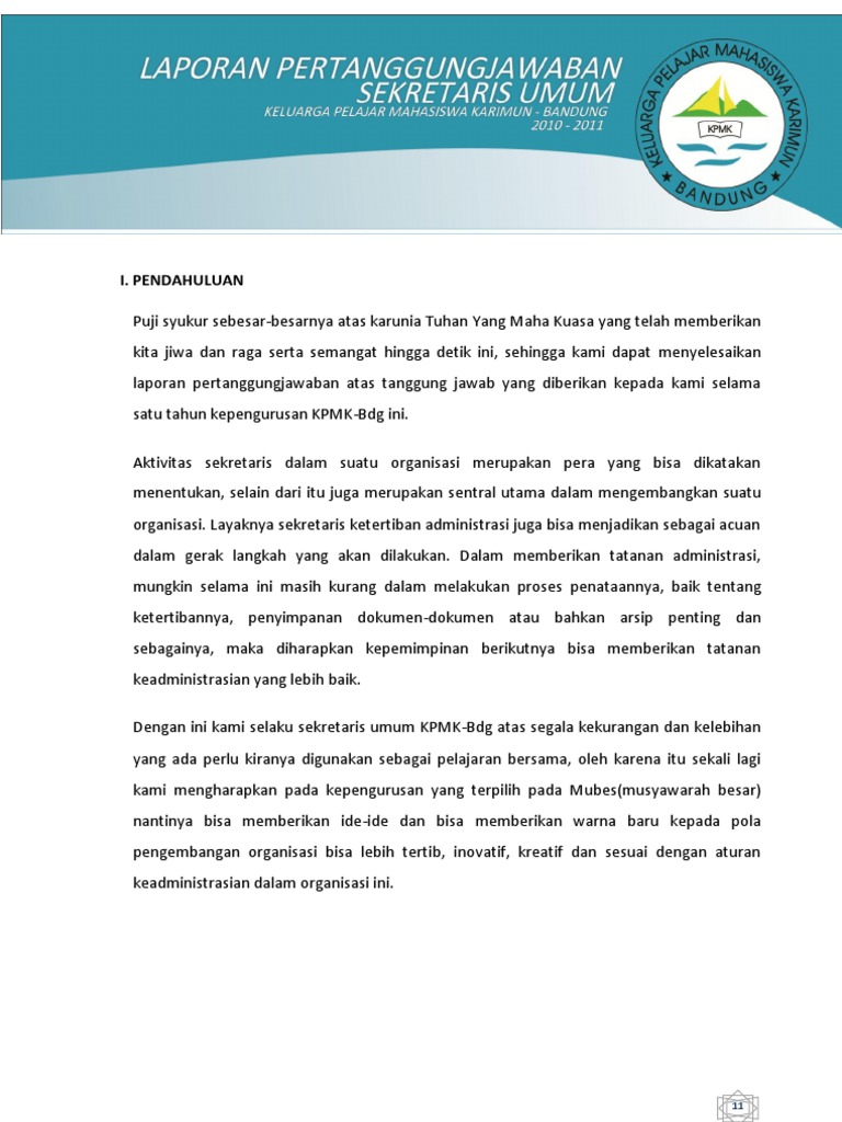 Lpj Sekretaris Umum Kpmk Bdg