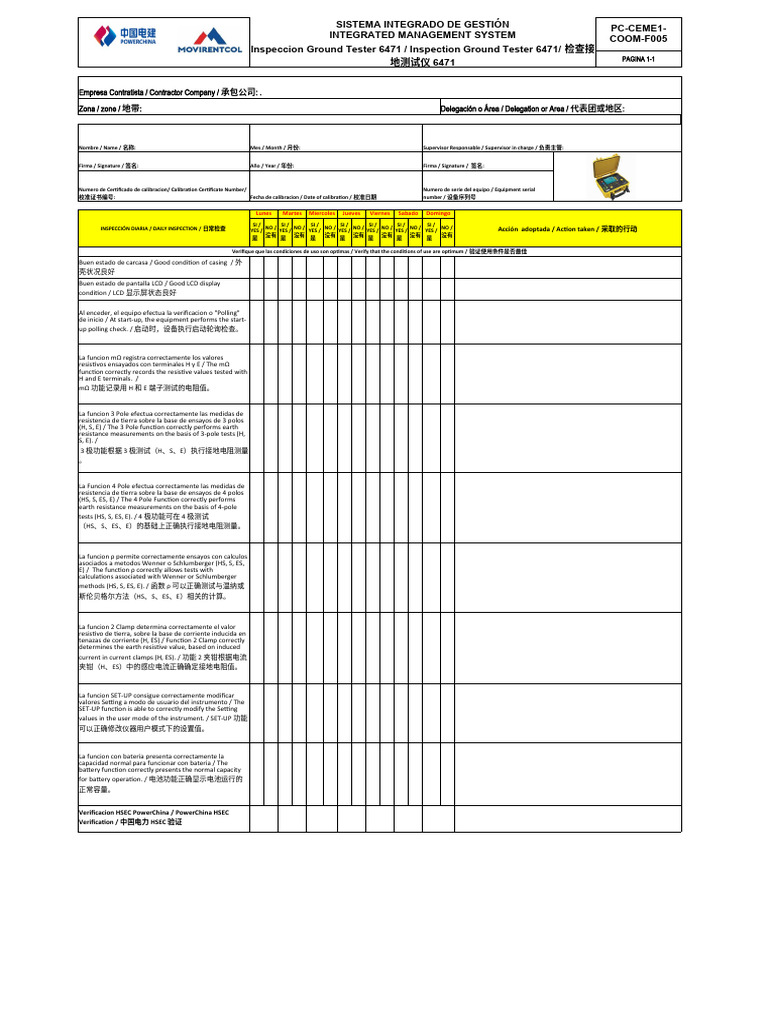 Pc-Ceme1-Coom-F005 Inspeccion Ground Tester 6471 | PDF