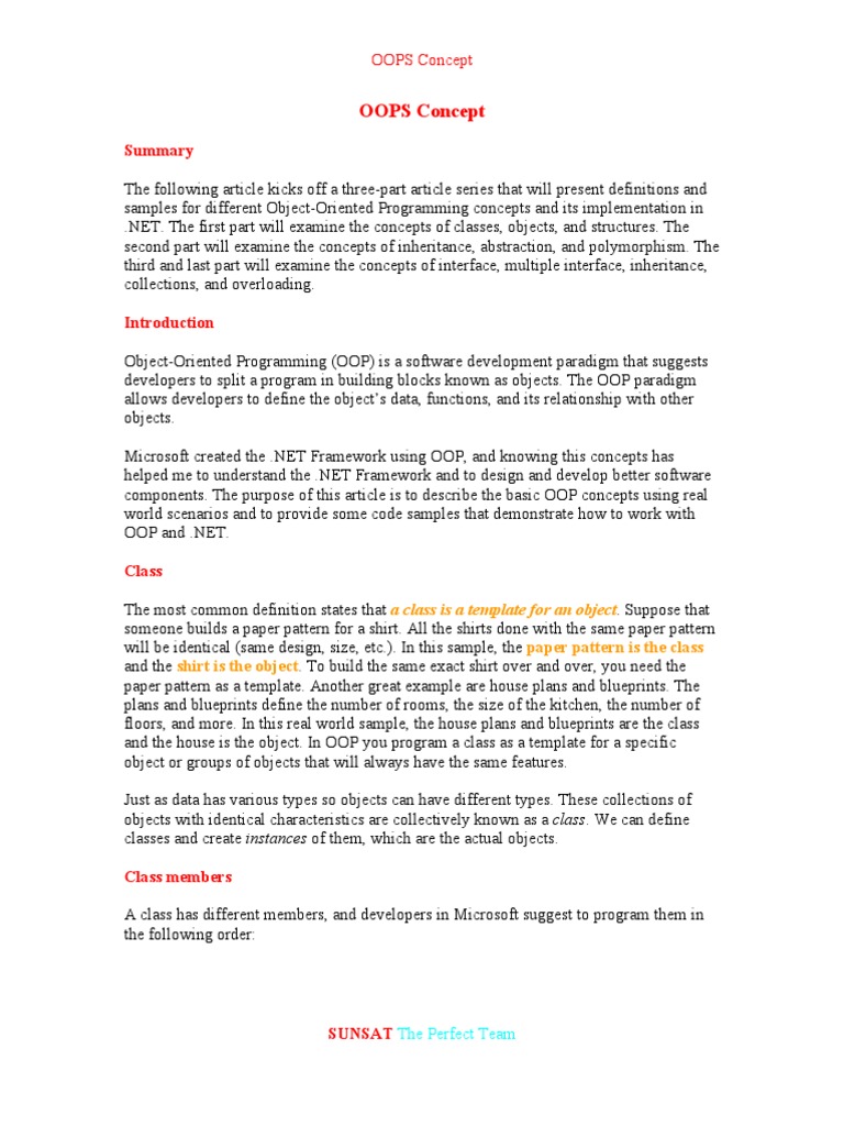 OOPS Concept | PDF