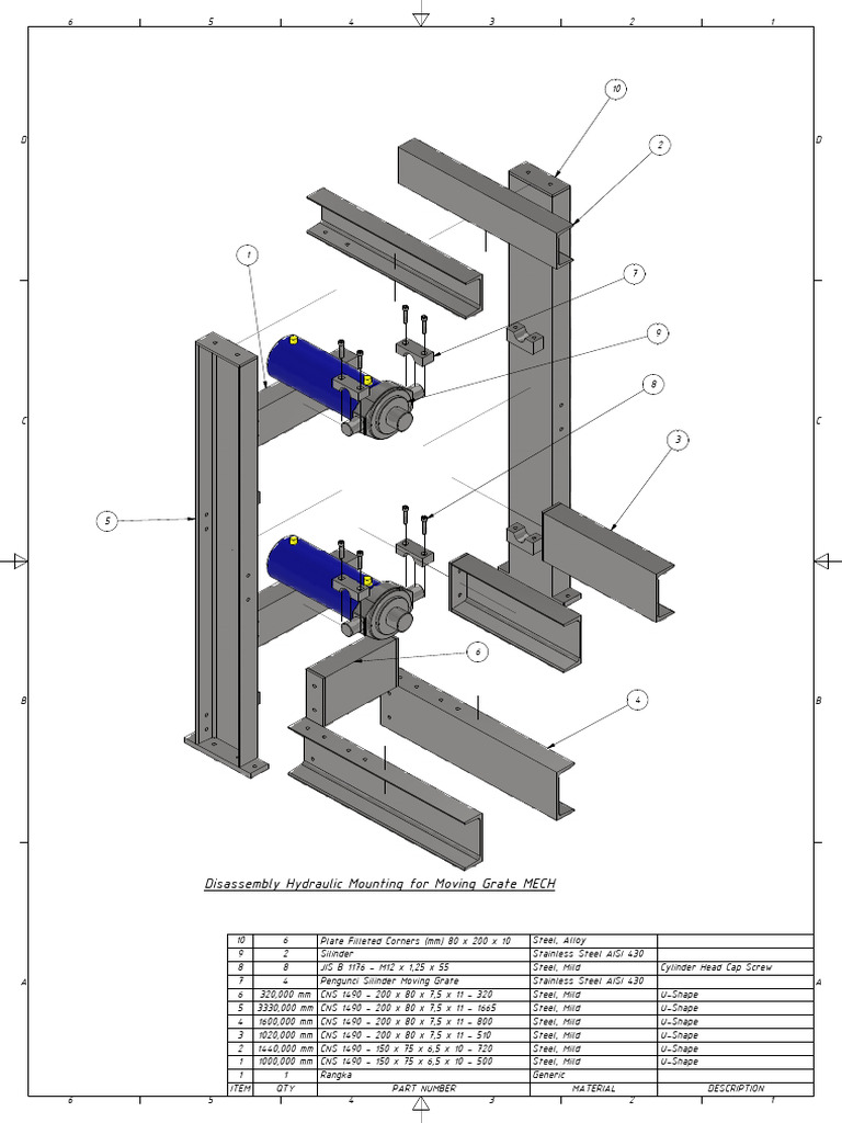 Hydraulic Mounting for Moving Grate Mech | PDF | Steel | Metals