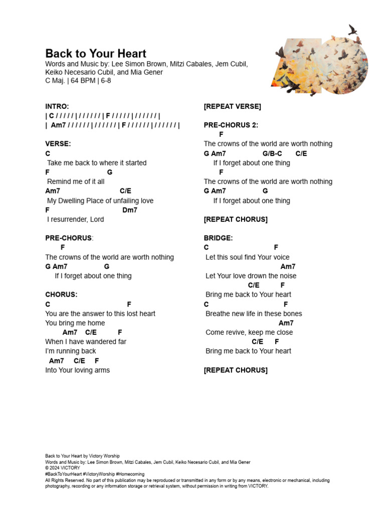 Back to your heart chord chart pdf song structure songs