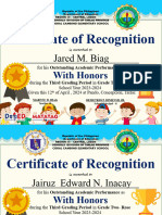 Certificate of Reconition Grade Two Rose 3rd Quarter 2023 2024