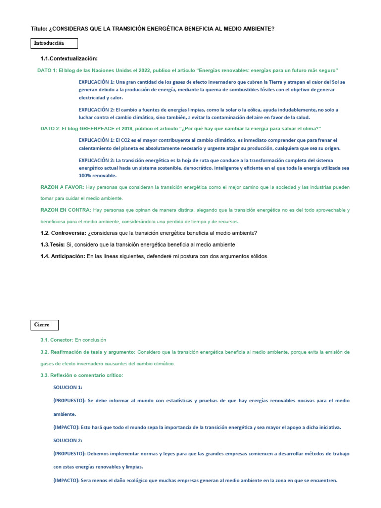Beneficios de la Transición Energética | PDF | Energía renovable ...