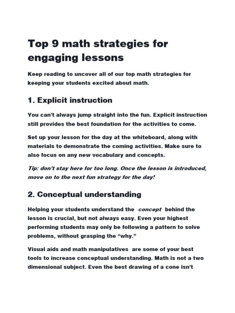 Engaging Math Strategies for Students | PDF | Division (Mathematics ...