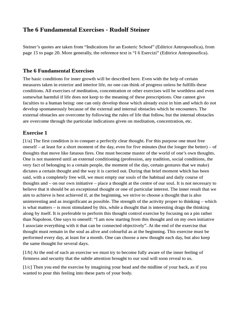 Rudolf steiner the 6 fundamental exercises pdf thought feeling