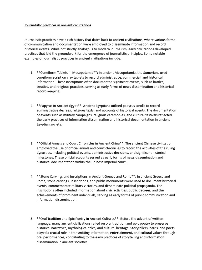 Ancient Journalistic Practices Explained | PDF | Printing Press | News