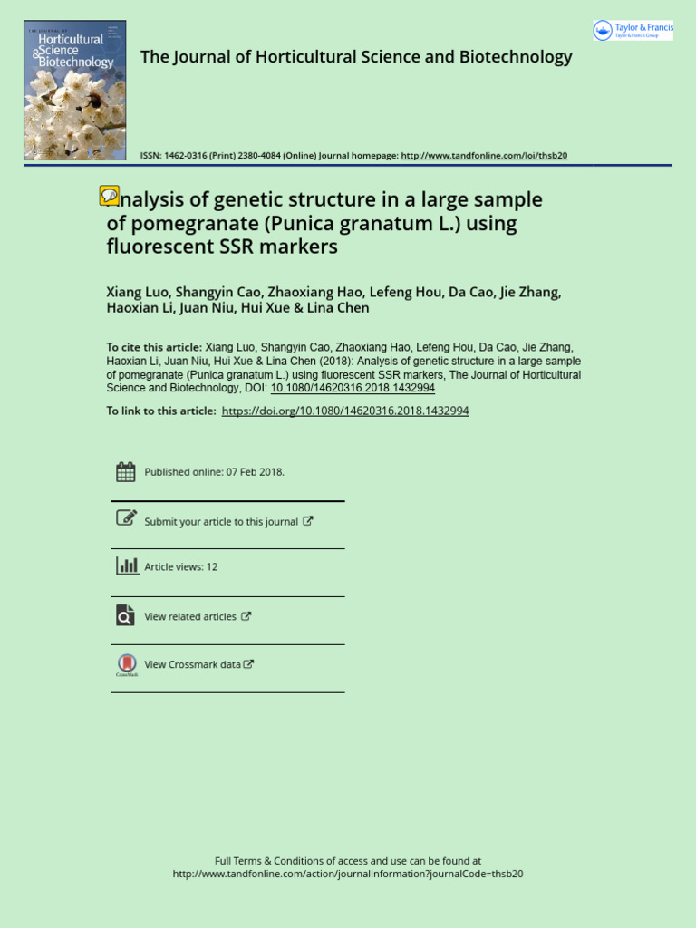 Analysis of Genetic Structure in A Large Sample of Pomegranate (Punica ...