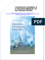 (Download PDF) Quantum Continuous Variables A Primer of Theoretical Methods 1St Edition Alessio Serafini Online Ebook All Chapter PDF