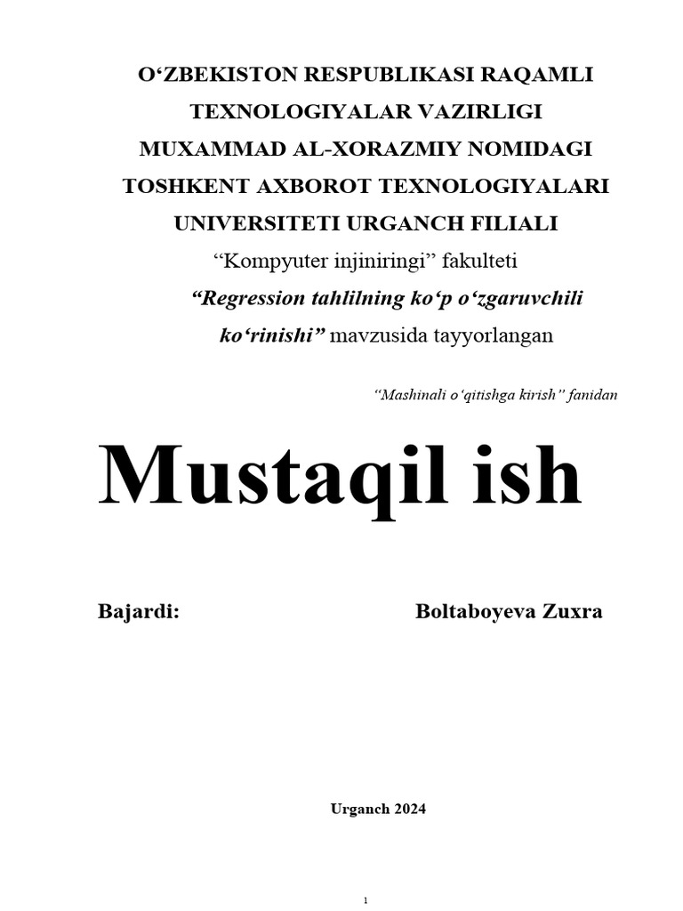 Mashinali o qitishga kirish pdf
