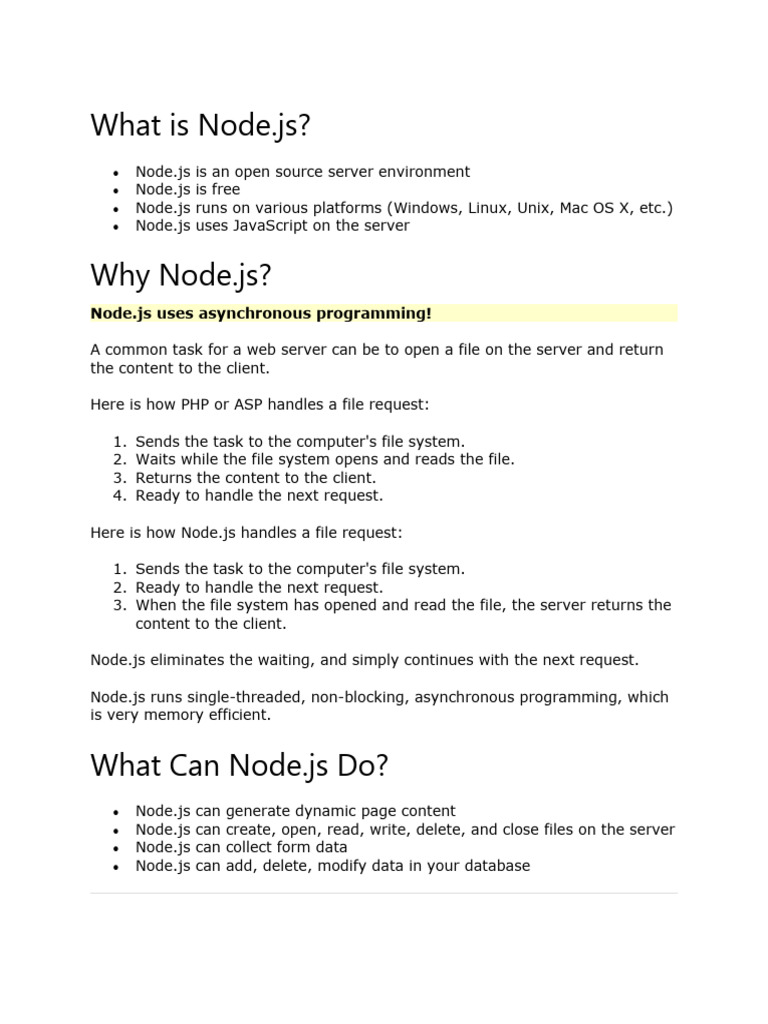 Node Js | PDF | Web Server | Internet & Web