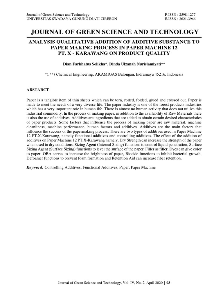 Additives in Paper Production Quality | PDF | Paper | Pulp (Paper)