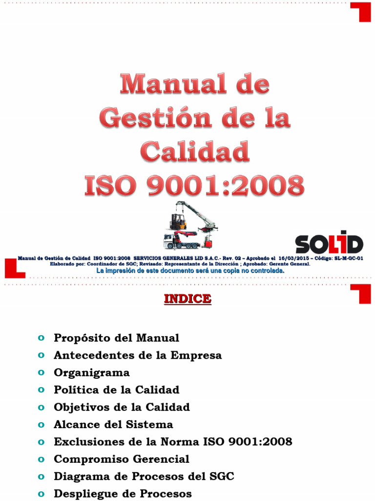 Manual Calidad ISO 9001:2008 LID S.A.C. | PDF | Sistema de manejo de ...