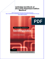 (Download PDF) The Cambridge Handbook of Sociolinguistics First Paperback Edition Mesthrie Online Ebook All Chapter PDF