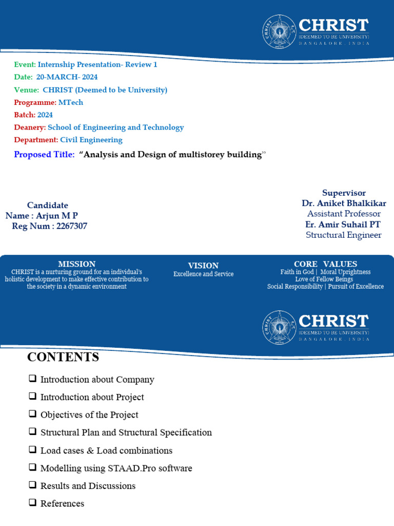 MTech Civil Engg Internship Review | PDF | Structural Engineering ...