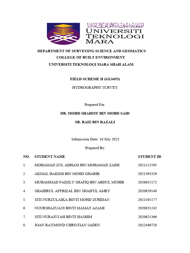 Hydrographic Survey Training Report | PDF | Sea Level | Surveying