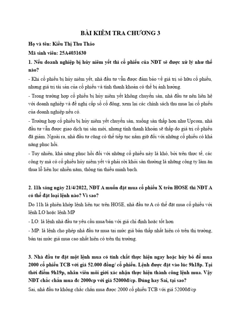 Bai Tap c3 TTCK | PDF