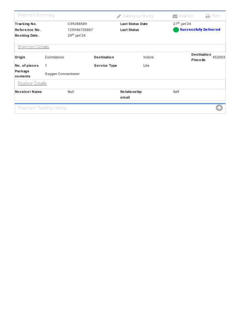 Apex Delivery Tracking: Coimbatore to Indore | PDF