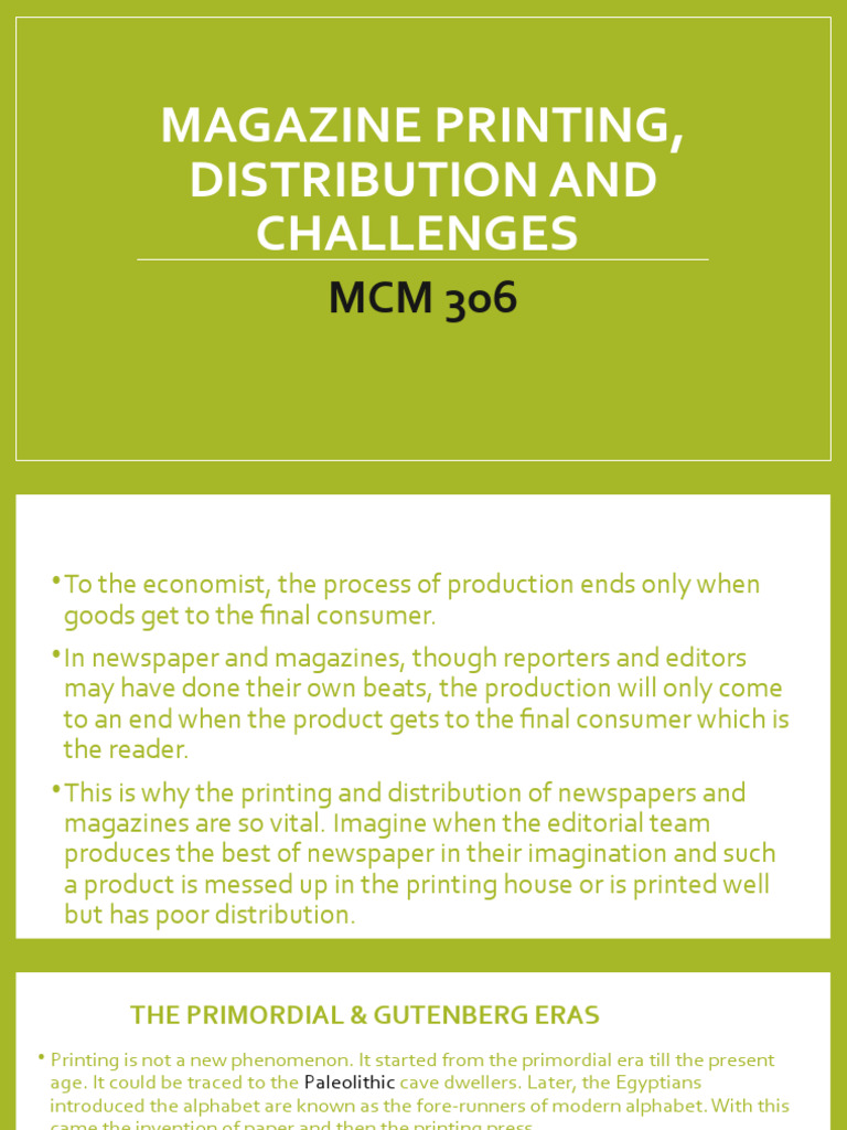 Magazine Printing and Distribution Challenges | PDF | Newspapers | Printing