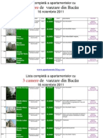 Lista Apartamentelor Cu 3 Camere de Vanzare Din Bacau La 16 Noiembrie 2011 (Download PDF