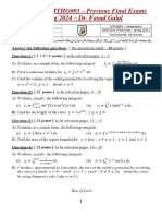 Calculus 2 - MTHG003 - Previous Final Exams - Spring 2024 - Dr. Fayad Galal