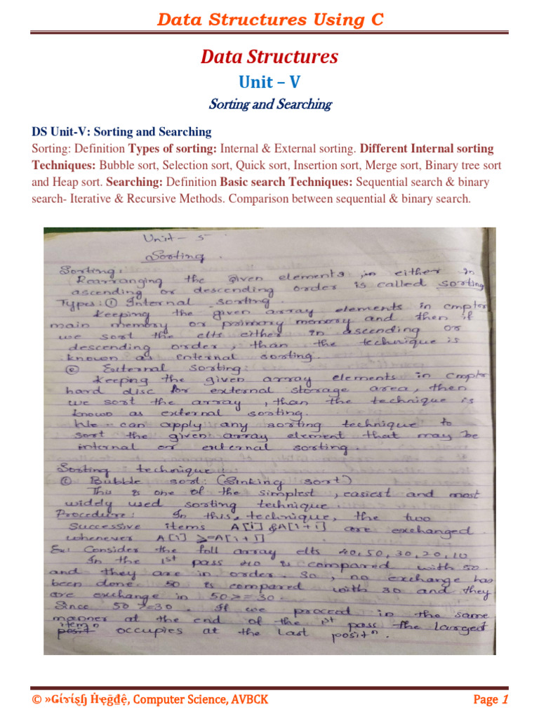 C Data Structures: Sorting & Searching | PDF | Integer (Computer ...