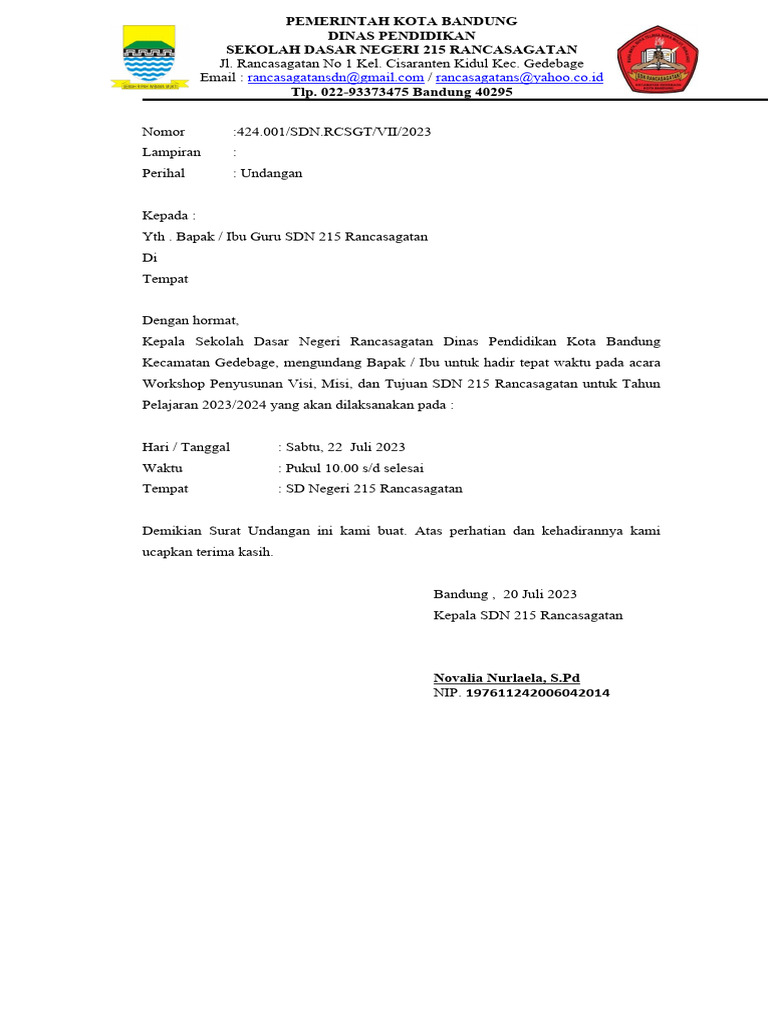 Undangan Rapat, Daftar Hadir, Notulen Visi Sekolah 2023-2024 | PDF