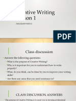 Creative Writing Lesson 1 - 8 January 2024