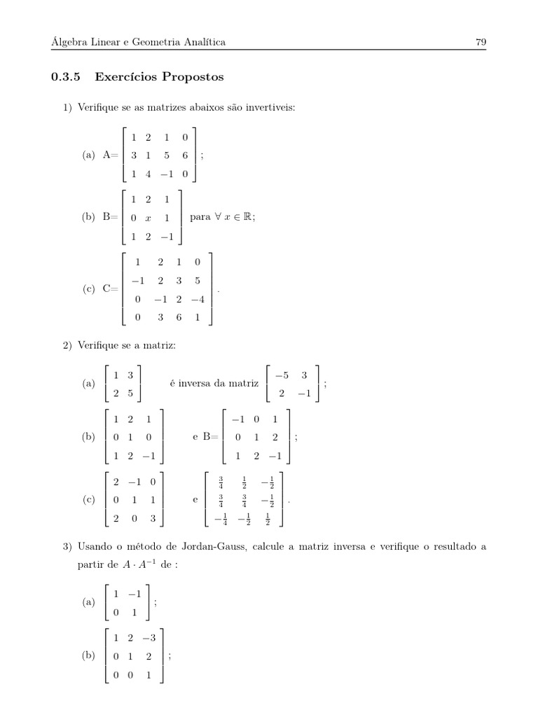 Exercícios de Matriz Inversa | PDF | Análise numérica | Conceitos ...