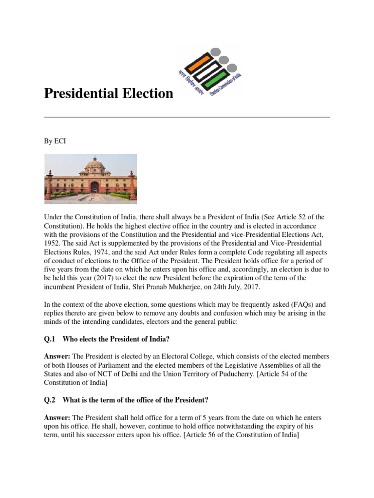 India Presidential Election Process Explained | PDF | Voting | Elections
