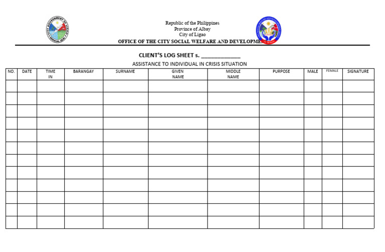 Clients Log Sheet | PDF