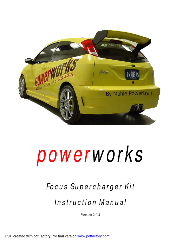 Focus Powerworks Supercharger Kit Installation Manual PDF Throttle Manual Transmission