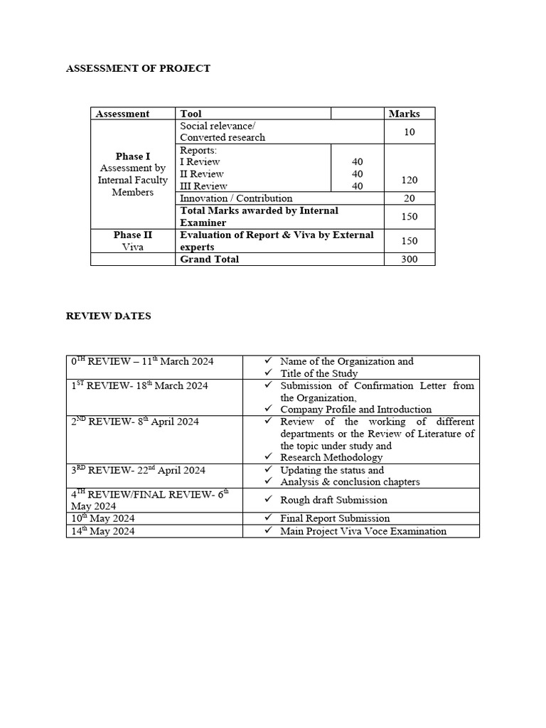 Project Assessment and Review Timeline | PDF