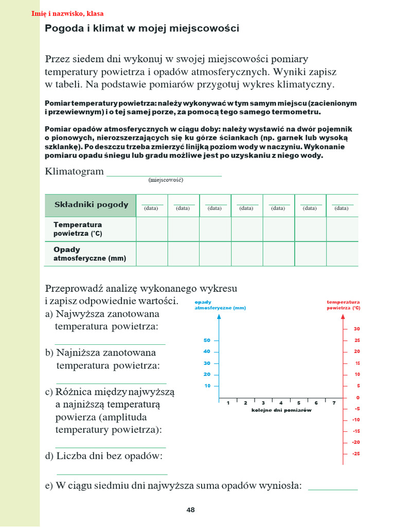 Pogoda A Klimat Klasa 5 Test