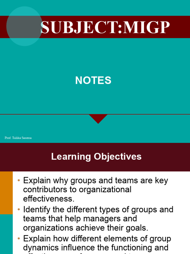 Group DynamicsOb PDF Goal Group Cohesiveness