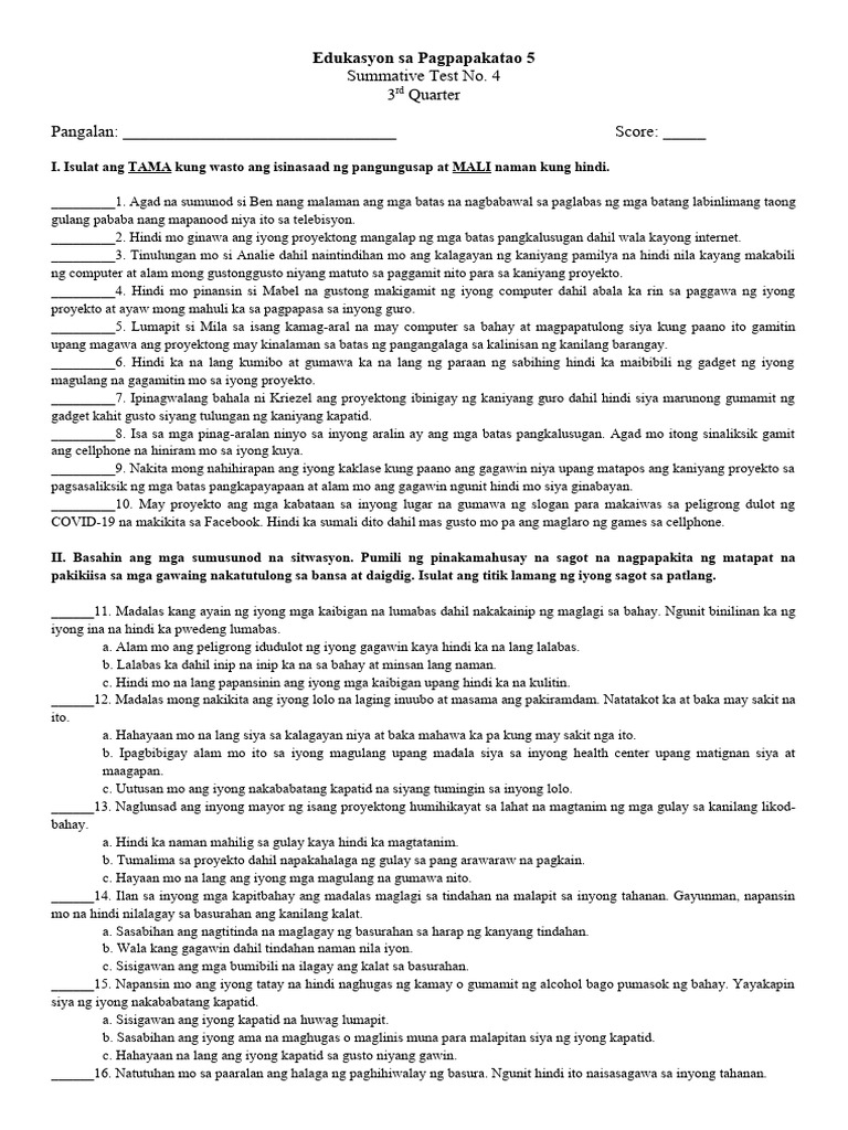 Esp5 ST4 Q3 | PDF