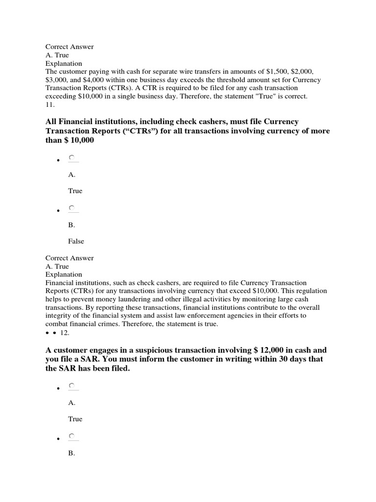 CTR and SAR Filing Requirements Explained | PDF | Business