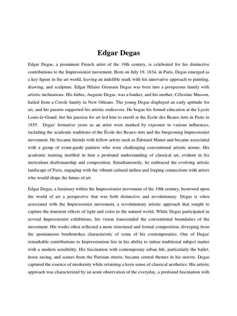Edgar Degas Pdf Edgar Degas Impressionism